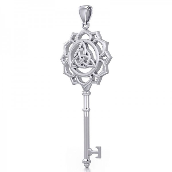 Celtic Triquetra Spiritual Enchantment Key Silver Pendant