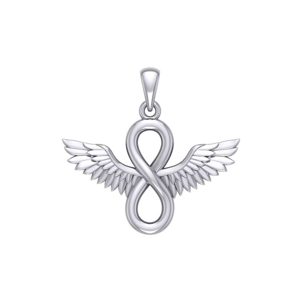 Angel Wings and Infinity Symbol Silver Pendant