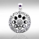 Zodiac Symbol Wheel Silver Pendant