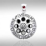 Zodiac Symbol Wheel Silver Pendant