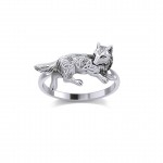 Celtic Wolf Silver Ring
