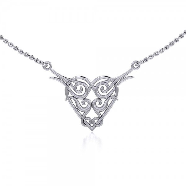 Une expression de bon goût de l’amour intérieur, de la force et de la passion ~ Celtic Knotwork Heart Sterling Silver Necklace Bijoux