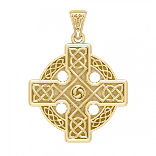 Pendentif en or massif Celtic Cross Triskele