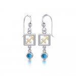 Sagittarius Zodiac Sign Silver and Gold Earrings Jewelry with Turquoise