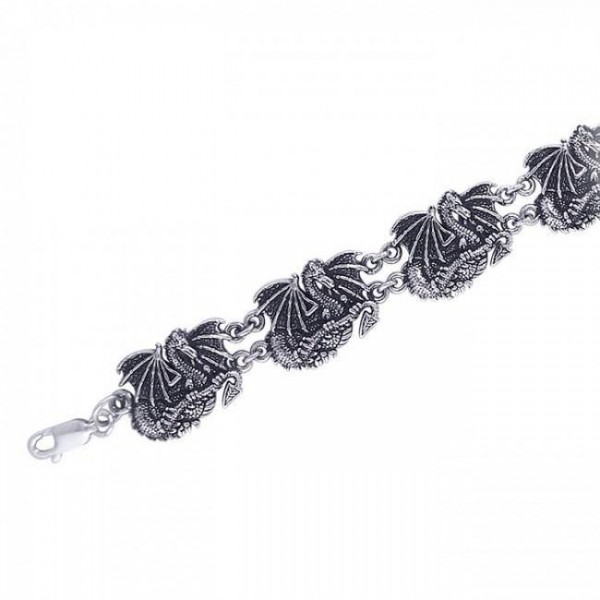 Dragon Link Silver Bracelet