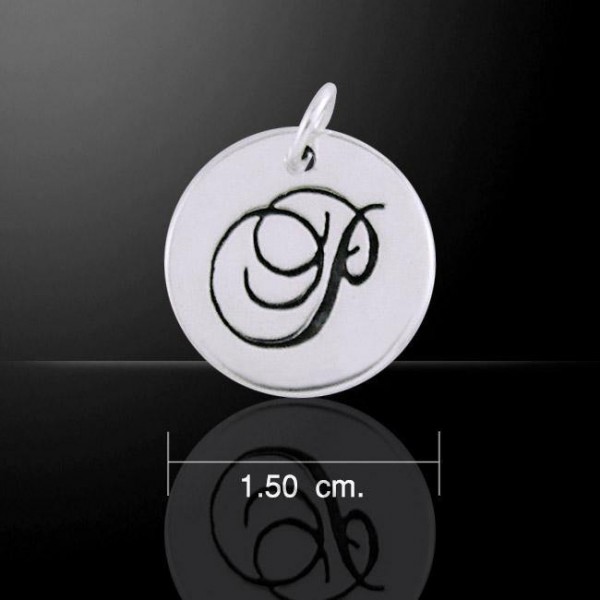 Letter P Silver Disc Charm