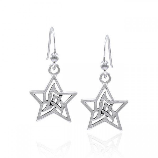 Star Astral Knotwork Silver Earrings