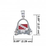 Shark Jaw with Dive Flag and Kona Island Silver Pendant