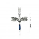 Dragonfly and Gem Silver Pendant