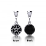 Silver Pentacle with Moon Phases Flip Pendant