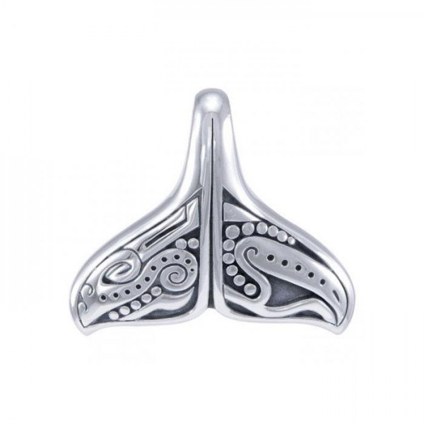 Whale Tail Aboriginal Sterling Silver Pendant (Large Version)
