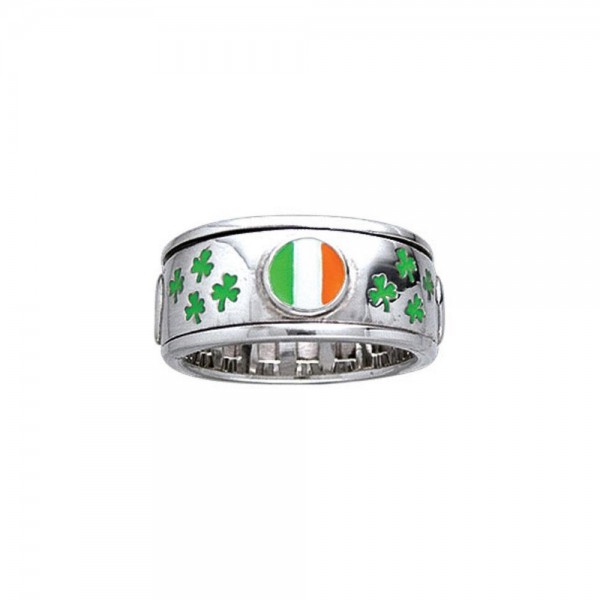 Ireland Flag Shamrock Spinner ring