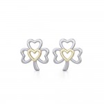 The Golden Heart in Shamrock Silver Post Earrings