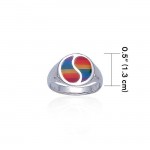 Rainbow Yin Yang Silver Ring