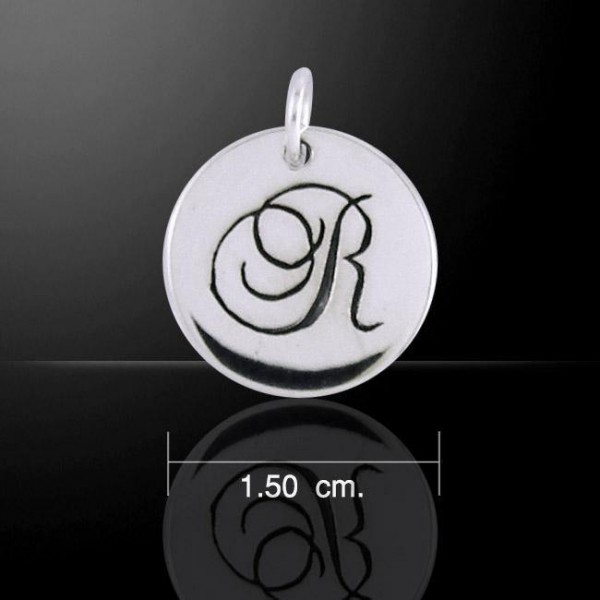 Letter R Silver Disc Charm
