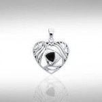 Contemporary Silver Heart Pendant with Gemstone
