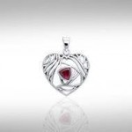 Contemporary Silver Heart Pendant with Gemstone