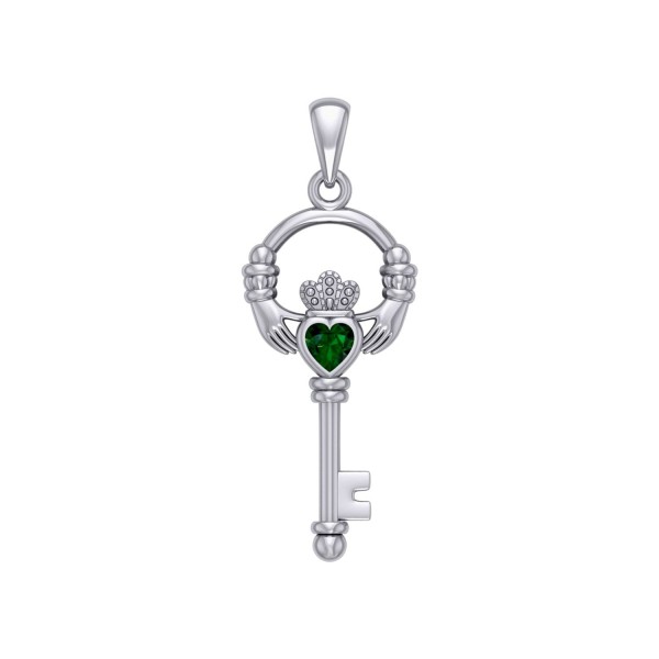 Irish Claddagh Mini Spiritual Key Silver Pendant