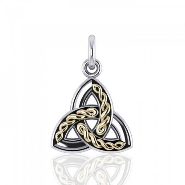 Inspiré par la Sainte Trinité ~ Celtic Knotwork Trinity Sterling Silver Pendentif Bijoux avec accent en or 18 carats