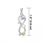 Infinity Cat with Heart and Celtic Trinity Knot Silver and Gold Pendant