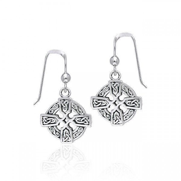 Celtic Cross Silver Earrings