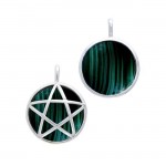 Dimensional Magick ~  Sterling Silver Pentacle and Inlaid Stone Pendant