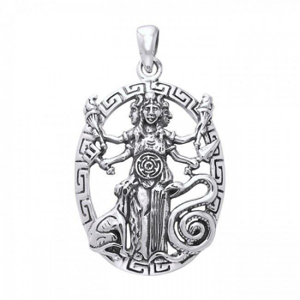 Hecate Goddess Silver Pendant
