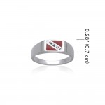 Maui Island Dive Flag and Dive Equipment Silver Small Ring
