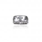 Celtic Knotwork Sterling Silver Cross Spinner Ring