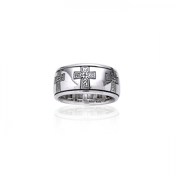 Celtic Knotwork Sterling Silver Cross Spinner Ring