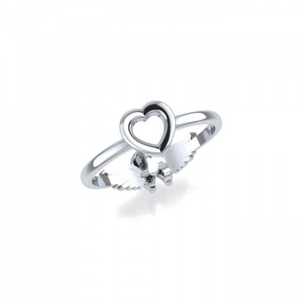 Cupid and Heart Sterling Silver 2 in 1 Ring