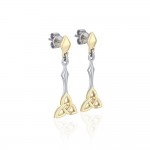 Celtic Trinity Knot Silver and Gold Post Earrings