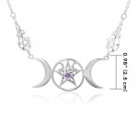 Triple Moon Goddess Pentagram Collier