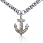 Firm and golden ~ 14k 2 micron gold-plated Anchor with Sterling Silver Jewelry Necklace