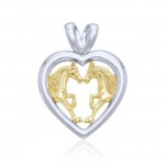 Friesian Horses unsurpassed love ~ Sterling Silver Pendant Jewelry with 14k Gold Accent