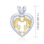 Friesian Horses unsurpassed love ~ Sterling Silver Pendant Jewelry with 14k Gold Accent