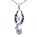 Alighting breakthrough of the Mythical Phoenix Silver and Gold Pendant