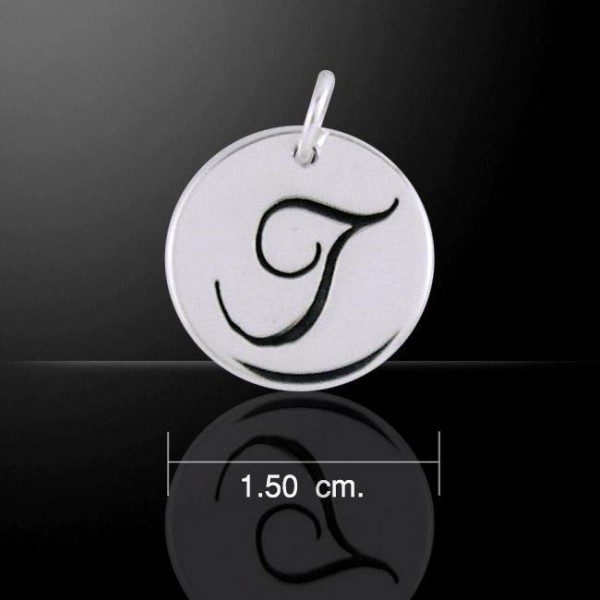 Letter T Silver Disc Charm
