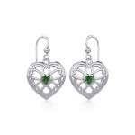 Flower in Heart Silver Earrings with Gemstone