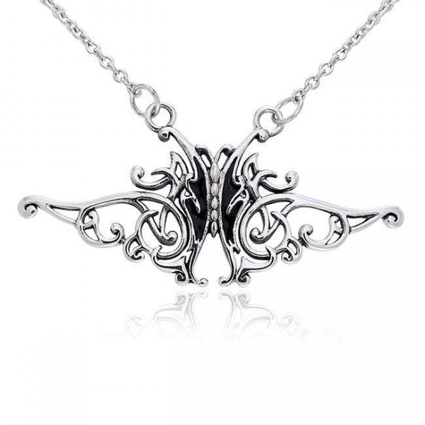 Celtic Knotwork Silver Butterfly Necklace