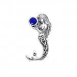 Gentle melody of the Celtic Mermaid Under the Sea ~ Sterling Silver Jewelry Pendant with Gemstone