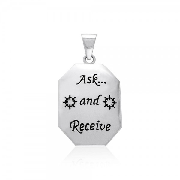 Empowering Words Ask and Receive Silver Pendant