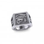 The Eye of Horus and Ankh Silver Signet Men Ring