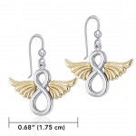 Angel Wings and Infinity Symbol Silver and Gold Earrings