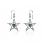 Celtic Star Silver Earrings with Heart Gemstone