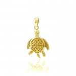 Celtic Sea Turtle Solid Gold Pendant