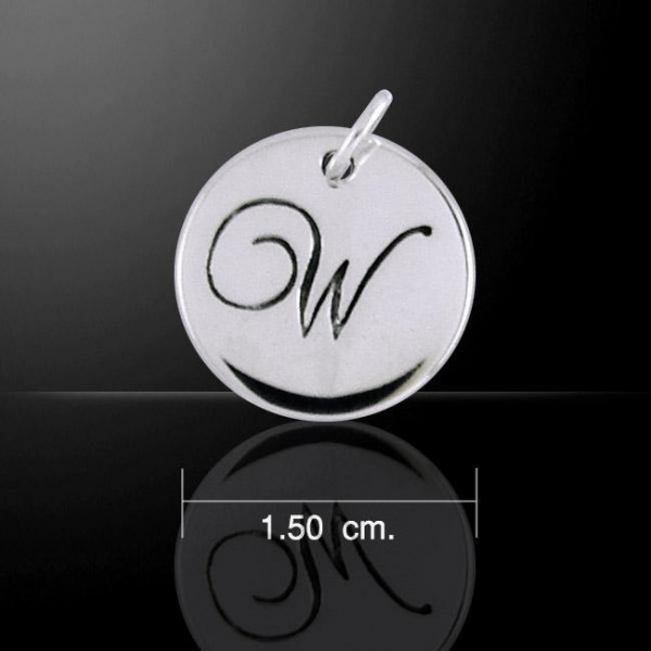 Letter W Silver Disc Charm