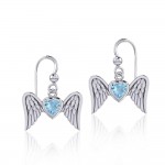 Boucles d’oreilles en argent Gemstone Heart et Flying Angel Wings