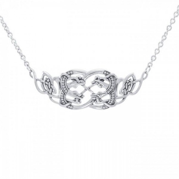 Celtic Quaternary Knot Snake Sterling Silver Necklace Jewelry
