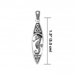 A diminutive charm of the sea ~ Sterling Silver Seahorse-inspired Surfboard Pendant Jewelry